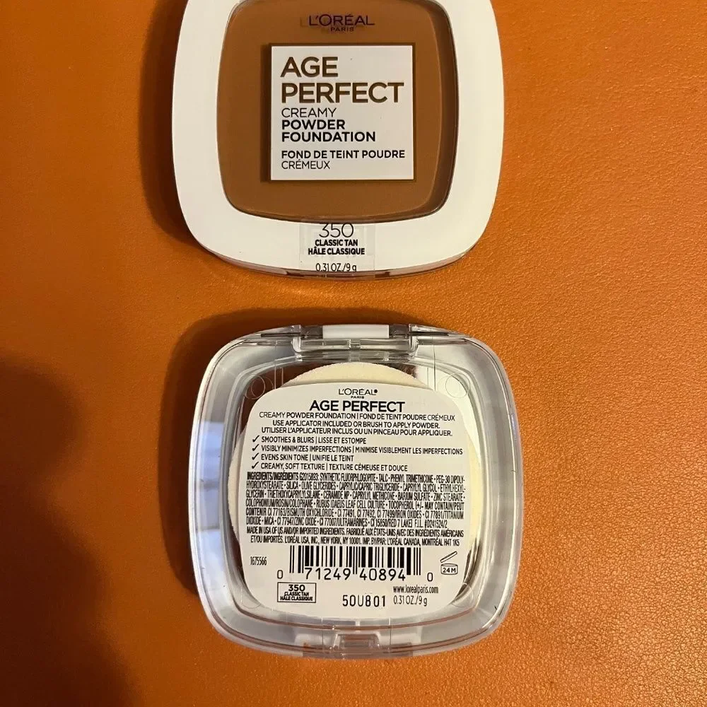 2 PACK L'Oreal Paris Age Perfect Creamy Powder Foundation Compact Classic Tan